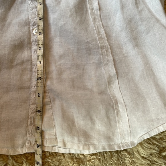 100% linen embroidered button down blouse large - Picture 8 of 11